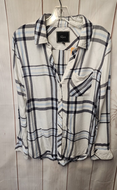 Rails Women's Size XS White & Blue Long Sleeve Top
