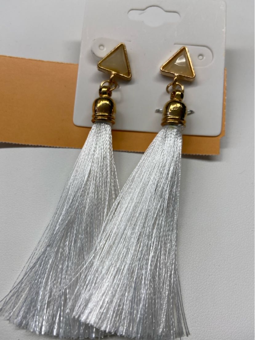 White Tassle Earrings