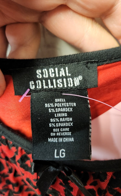 Social Collision Women's Size L Red & Black Sleeveless Top
