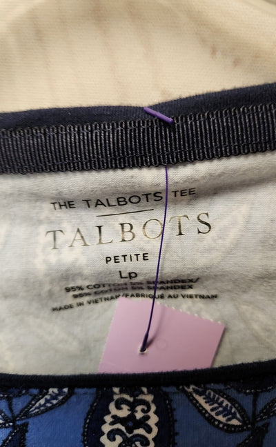 Talbots Women's Size L Petite Blue 3/4 Sleeve Top