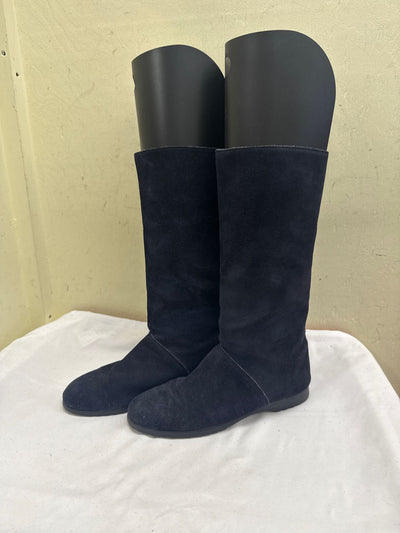 Lands End Women's Size 6-1/2 Navy Suede Boots Shoes