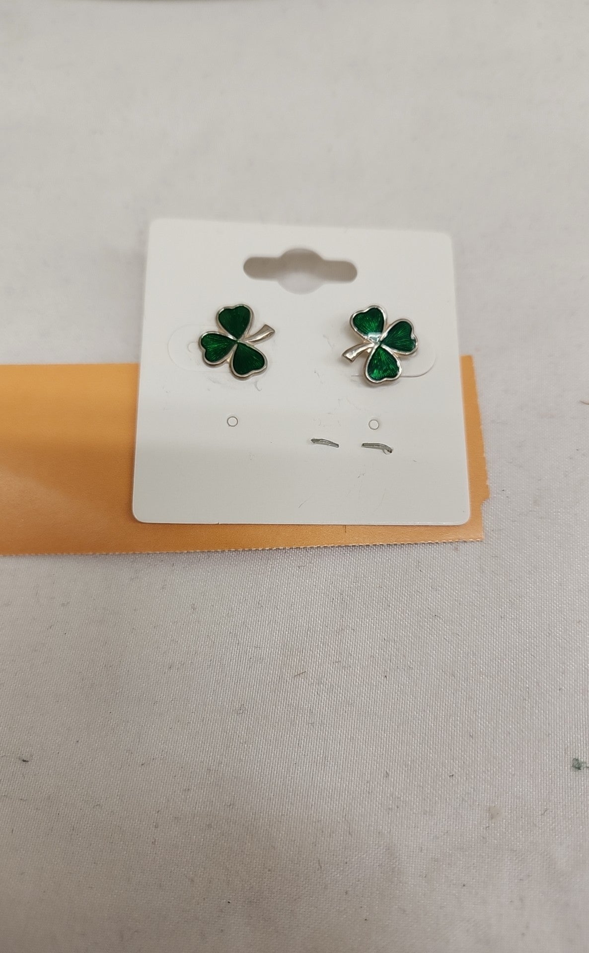 .925 Sterling Silver Green Clover Earrings
