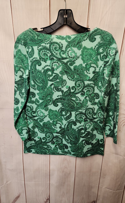 Jones New York Women's Size M Green 3/4 Sleeve Top