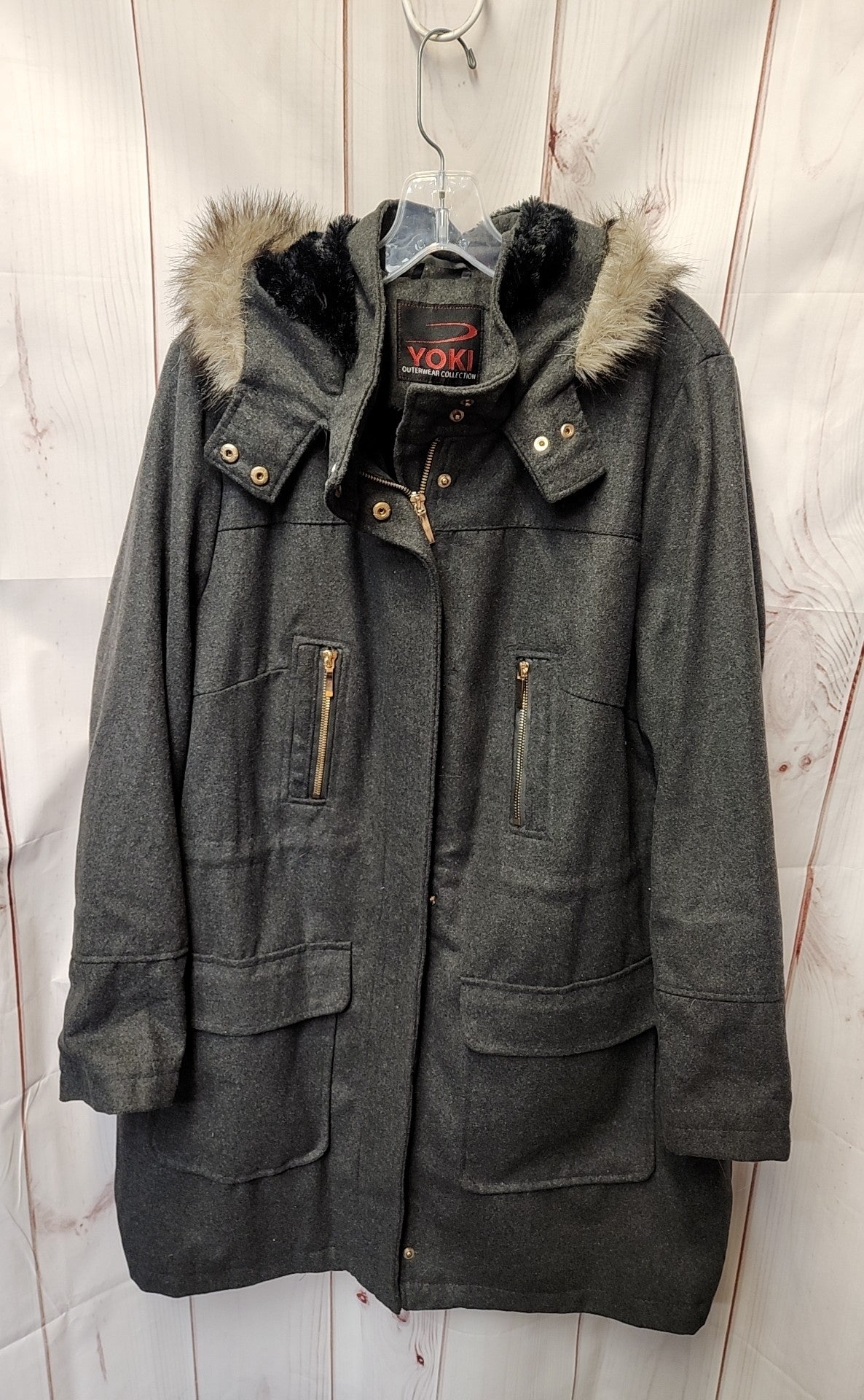 Yoki Women's Size 1X Gray Coat