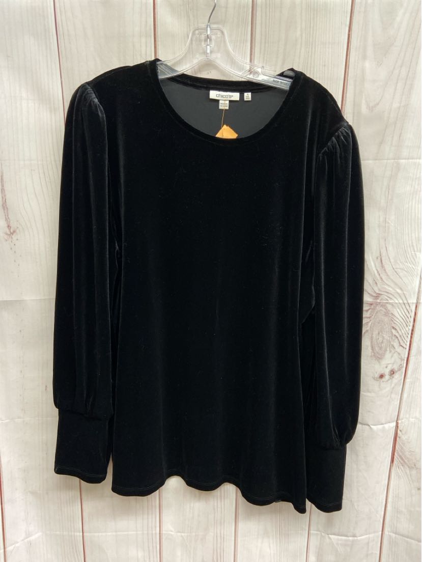 Chico's Women's Size 4 = US XXL Black Long Sleeve Top