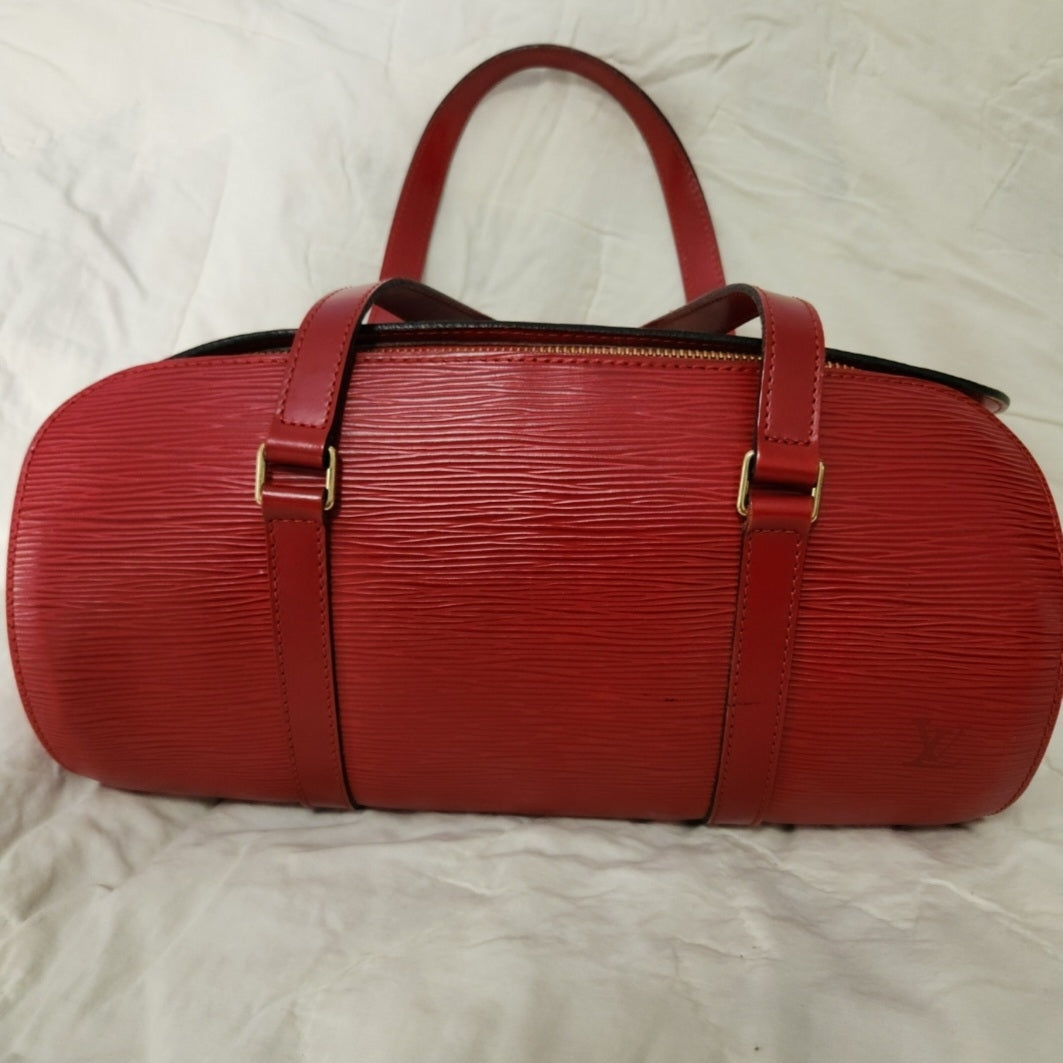 COA Louis Vuitton Epi Red Soufflot Papillion with Pouchette Pouch Purse Bag