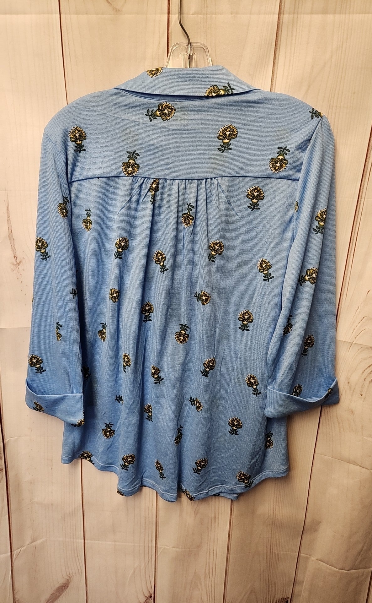 Kim Rogers Women's Size M Blue Floral Long Sleeve Top