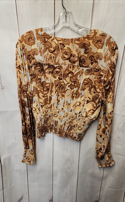 Tiny Women's Size M Brown Floral Long Sleeve Top