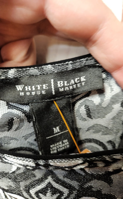 White House Black Market Women's Size M White & Black Sleeveless Top