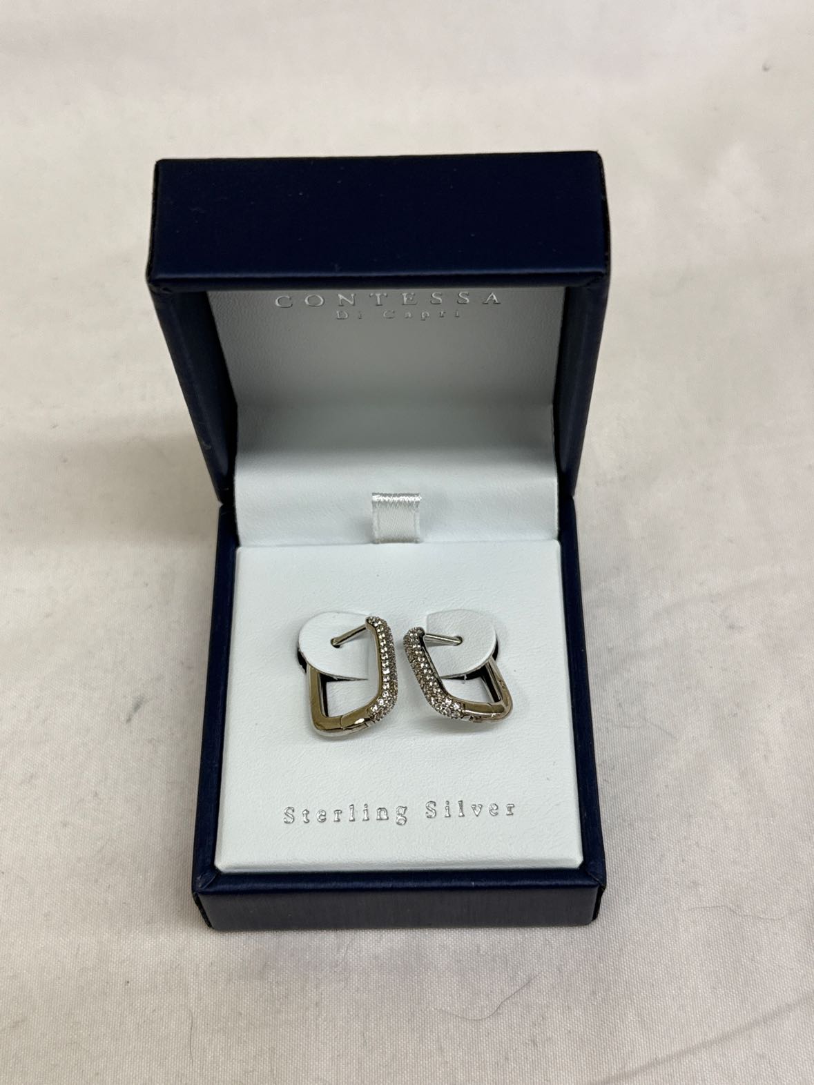 925 Sterling Silver Rectangle Hoop Earrings