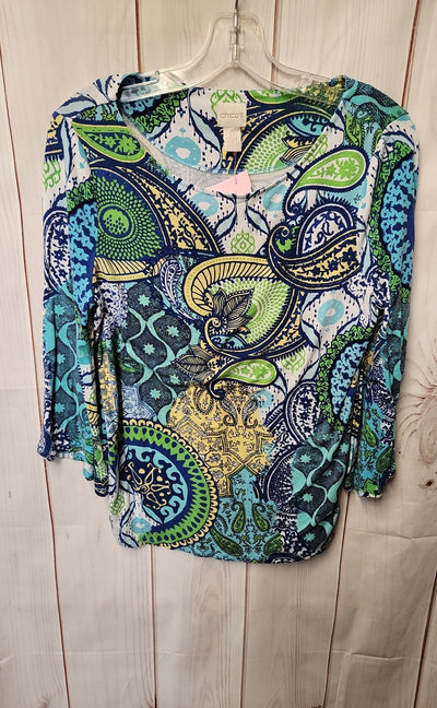 Chico's Women's Size 0 = US XS Blue 3/4 Sleeve Top