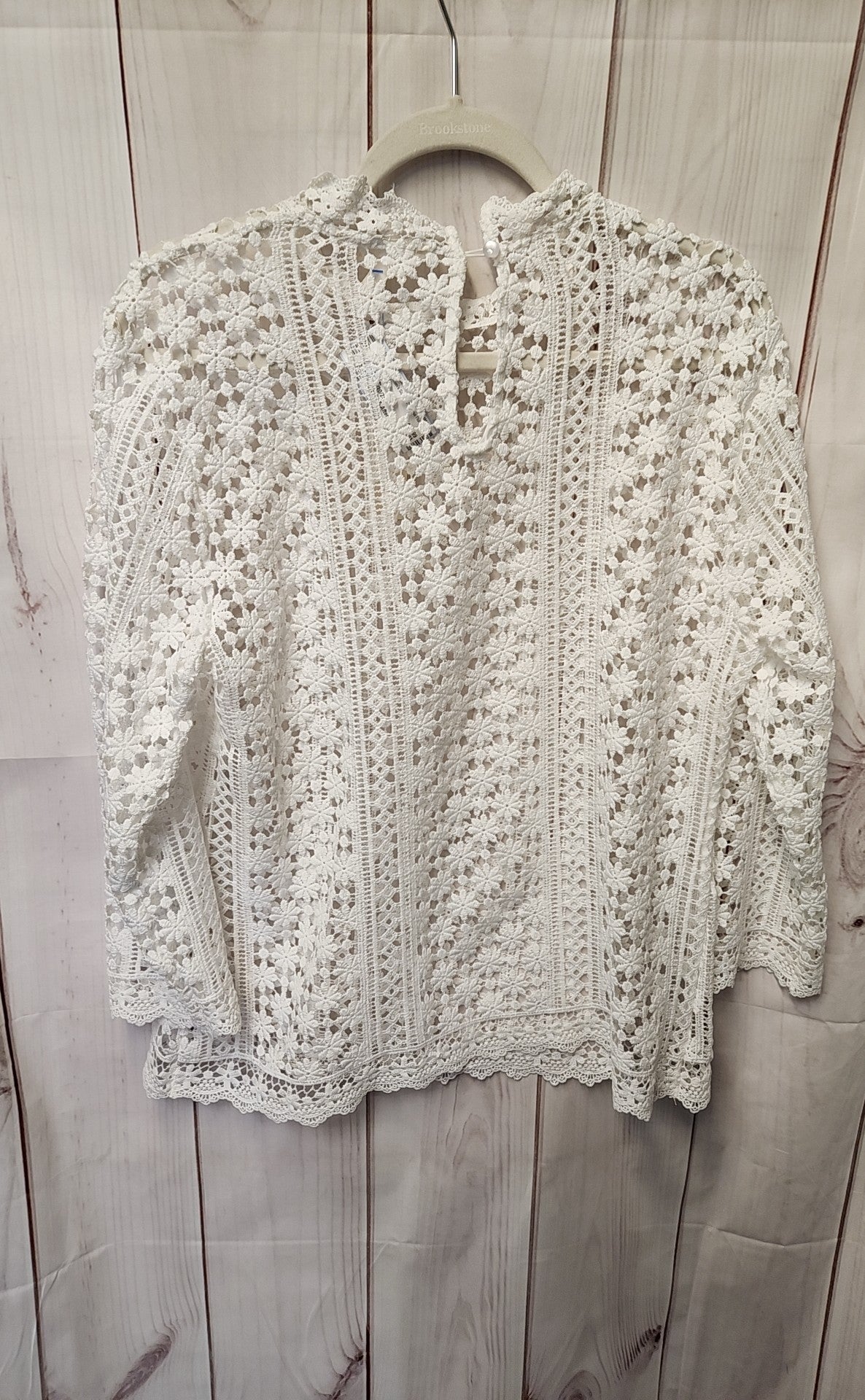 Adiva Women's Size L White Lace Floral Long Sleeve Top