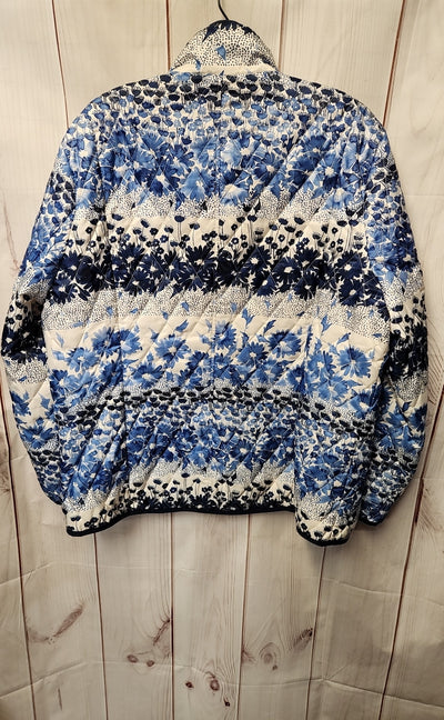 Lands End Women's Size XL Blue Floral Jacket