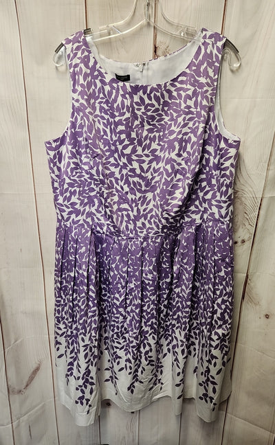 Talbots Women's Size 16 White & Purple Floral Dress