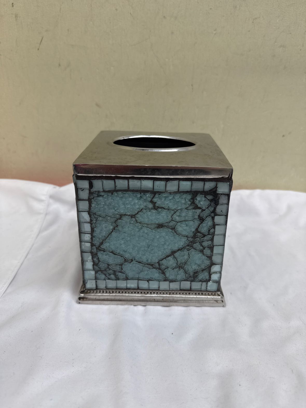 Blue Glass Mosaic Tissue Box