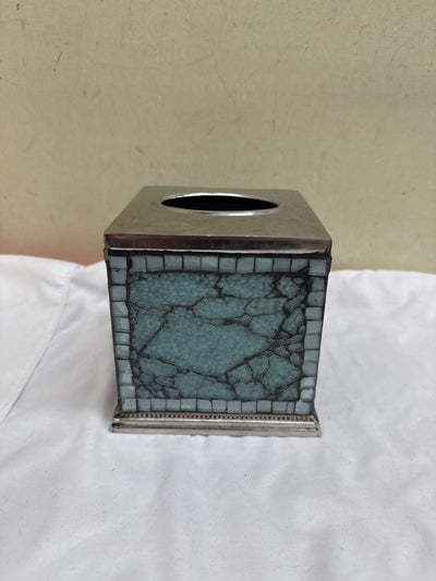 Blue Glass Mosaic Tissue Box