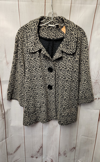 Kim Rogers Women's Size 2X Gray Animal Print Jacket