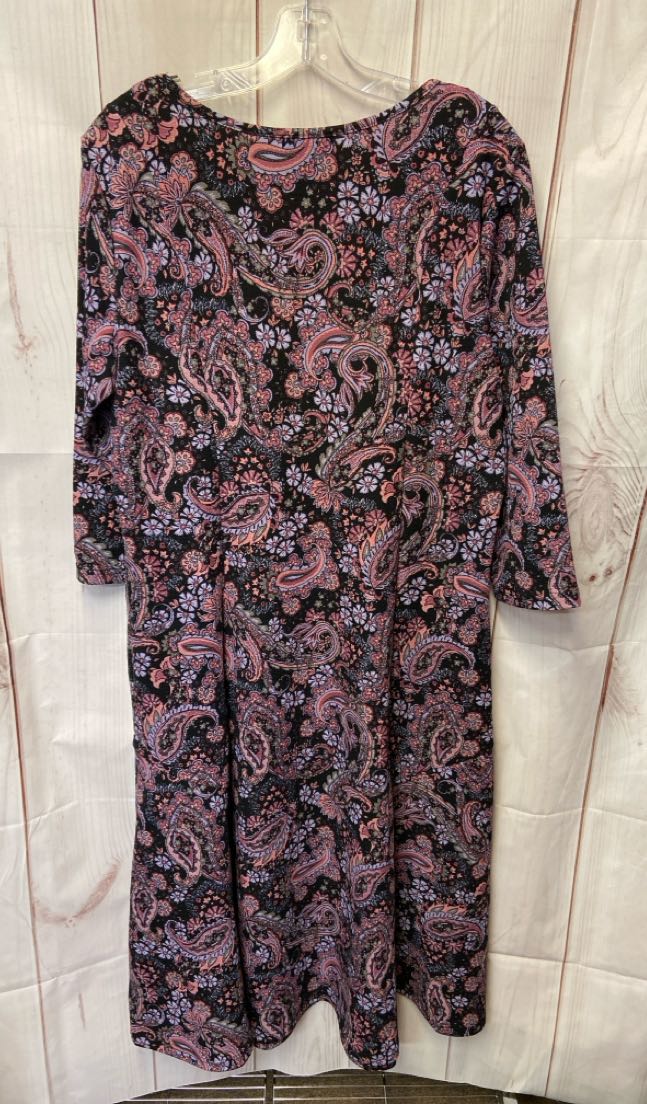 NWT Nina Leonard Women's Size XL Black & Purple Dress