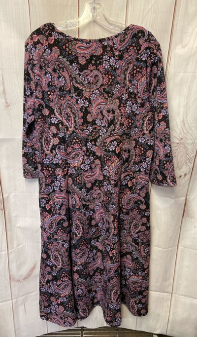 NWT Nina Leonard Women's Size XL Black & Purple Dress