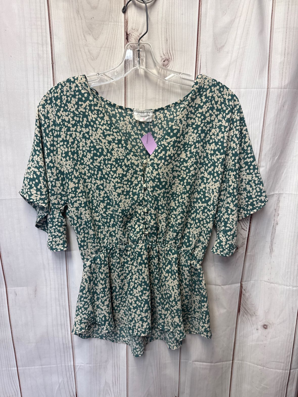 Sienna Sky Women's Size M Green Floral Short Sleeve Top