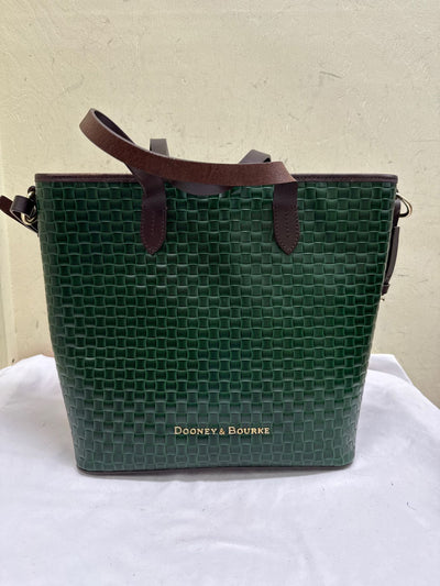 Dooney & Bourke Green Embossed Leather Tote Bag
