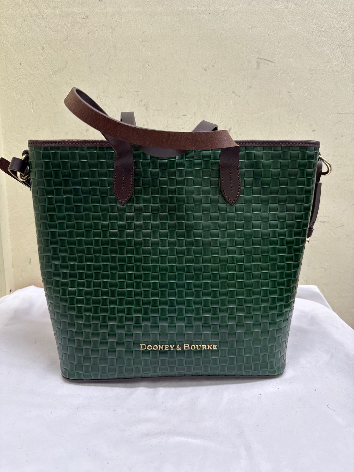 Dooney & Bourke Green Embossed Leather Tote Bag