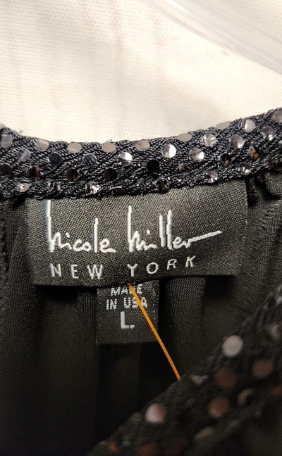 NWT Nicole Miller Women's Size L Black Sleeveless Top