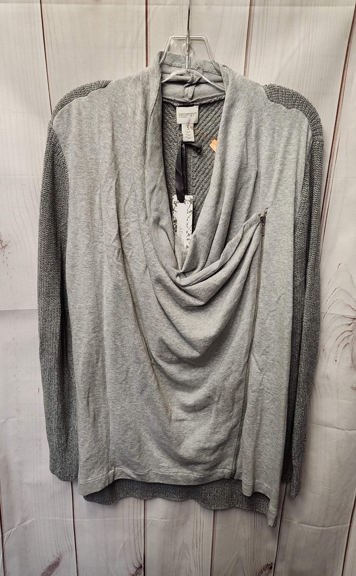 NWT Zenergy - Chico's Women's Size XL Gray Zip Sweater