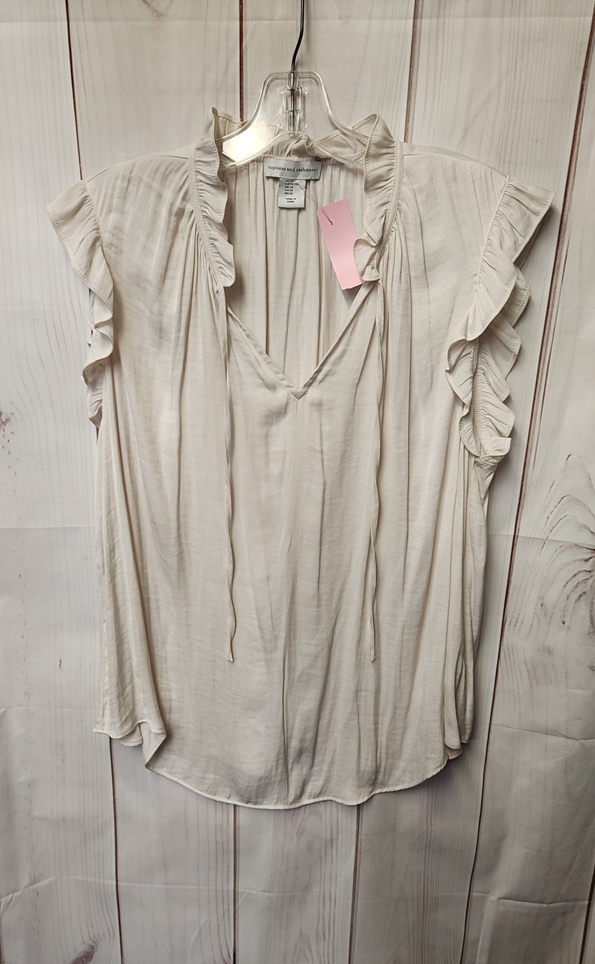 Cupcakes and Cashmere Women's Size XL Beige Sleeveless Top