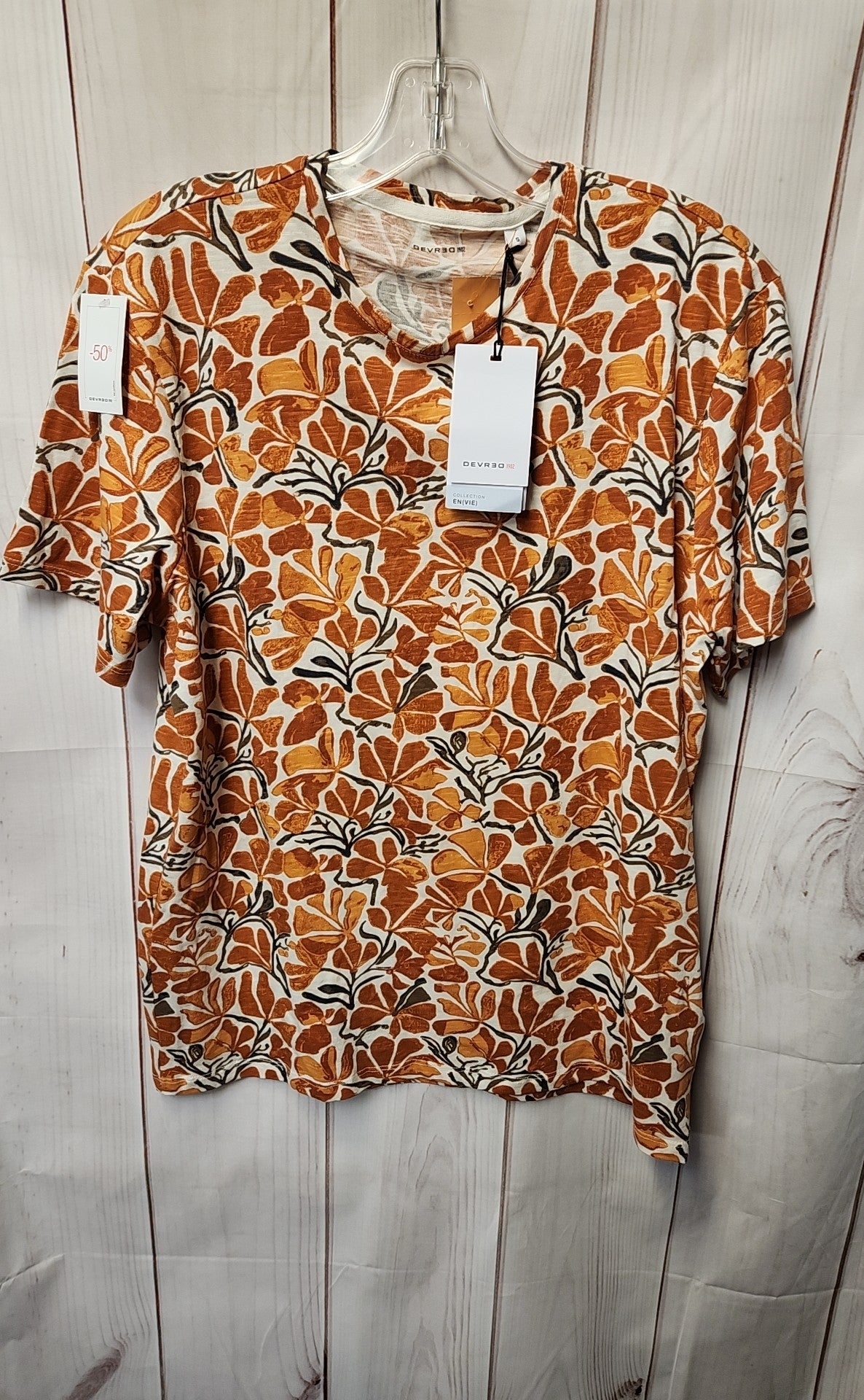 NWT Devred Men's Size S Orange Floral Shirt