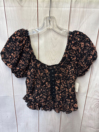 Free People Women's Size XS Black Short Sleeve Top