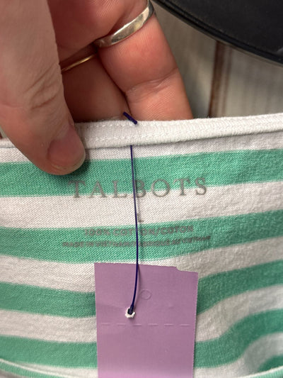 Talbots Women's Size L White & Green 3/4 Sleeve Top