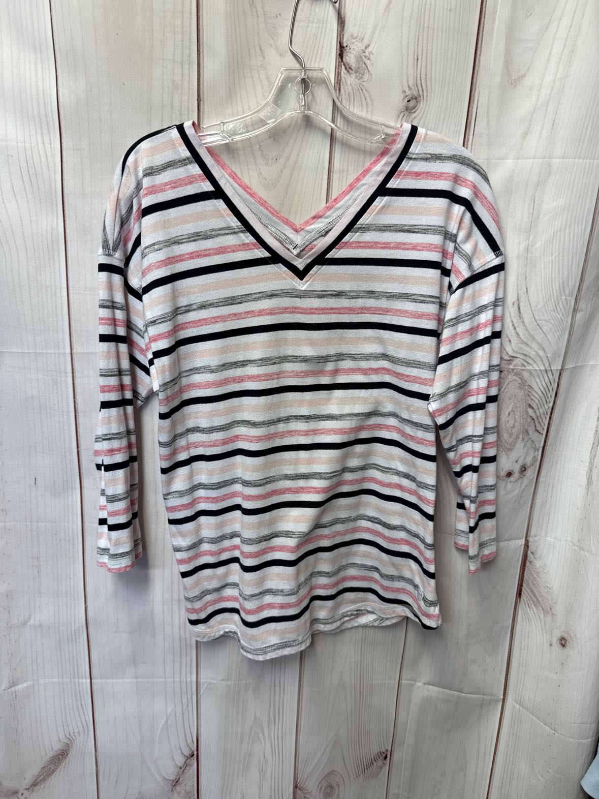 Talbots Women's Size L White & Pink 3/4 Sleeve Top
