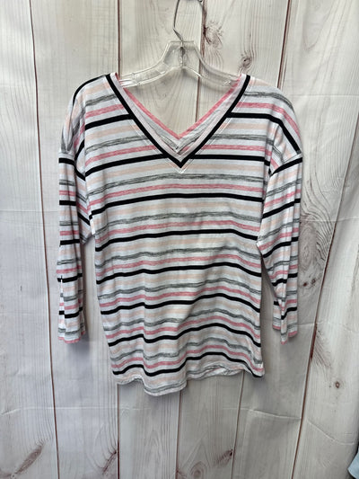 Talbots Women's Size L White & Pink 3/4 Sleeve Top