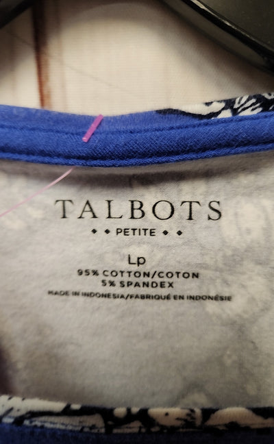 Talbots Women's Size L Petite Blue Floral 3/4 Sleeve Top