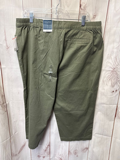 NWT Karen Scott Women's Size 16 Olive Green Capris Tummy Control Comfort Waist
