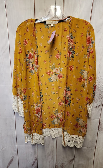 Rewind Women's Size M Yellow Floral Cardigan