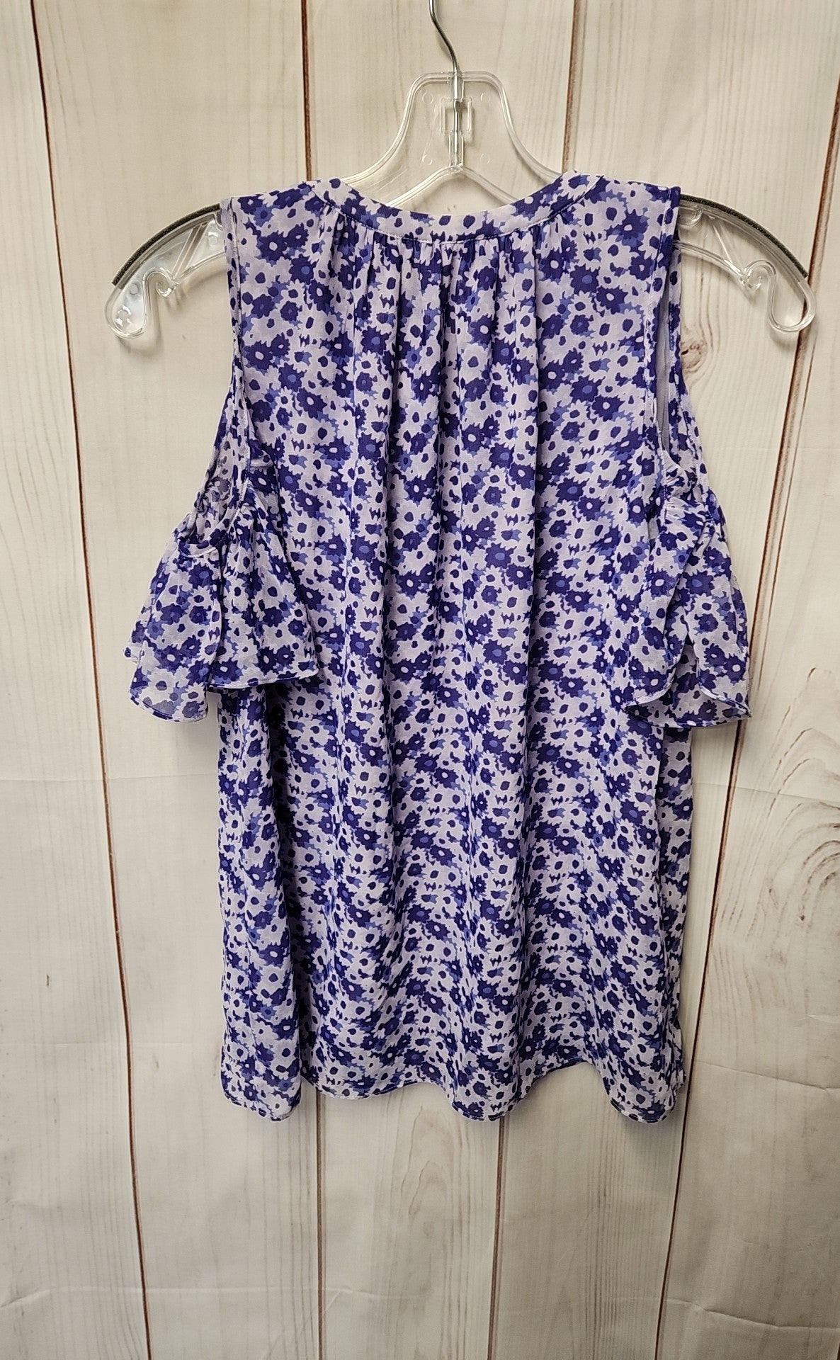 Michael Kors Women's Size S Purple Floral Cold Shoulder Top