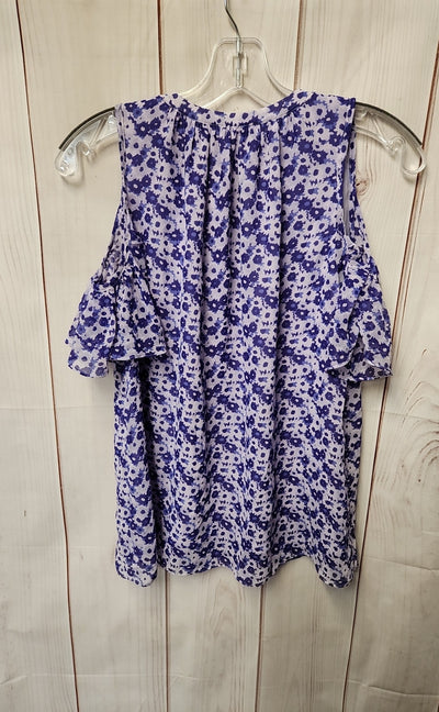 Michael Kors Women's Size S Purple Floral Cold Shoulder Top