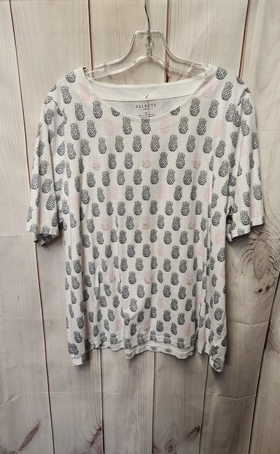 Talbots Women's Size 2X White Short Sleeve Top