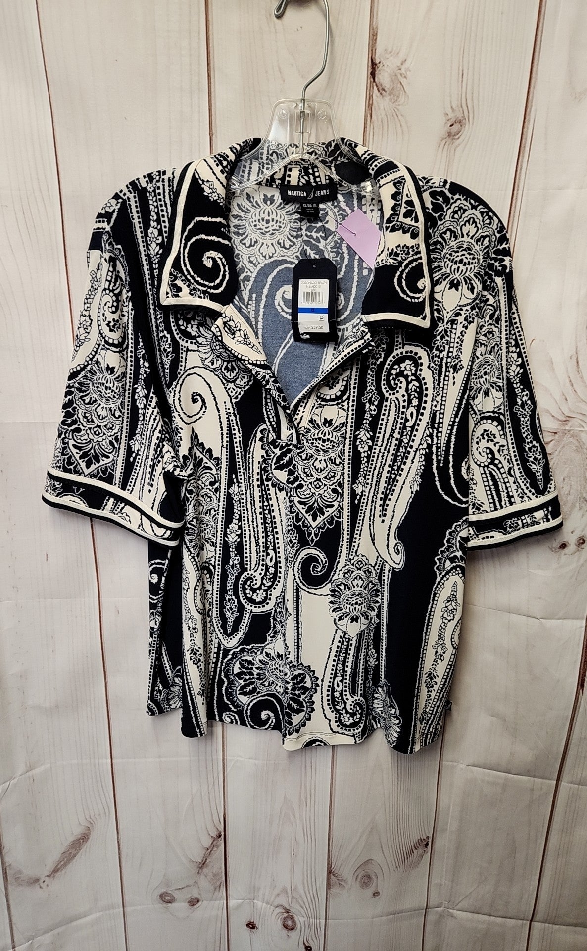 NWT Nautica Women's Size XL Navy Short Sleeve Top