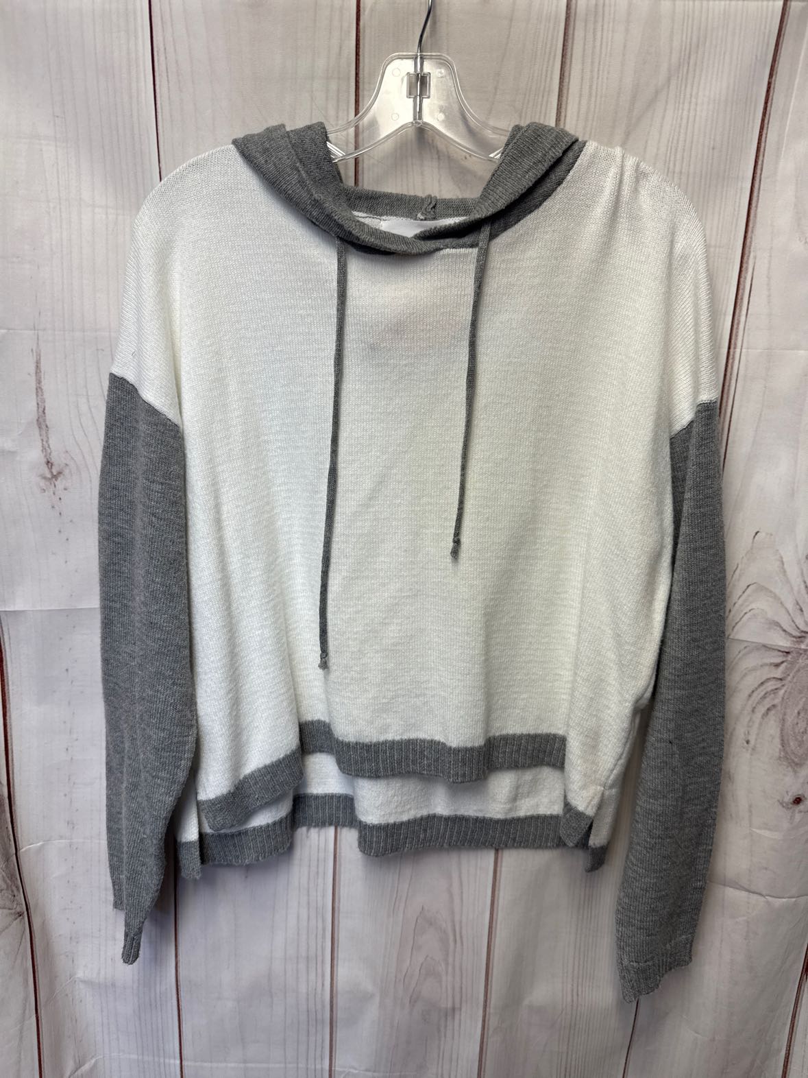 Six/Fifty Women's Size S White & Gray Hooded Sweater