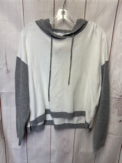 Six/Fifty Women's Size S White & Gray Hooded Sweater