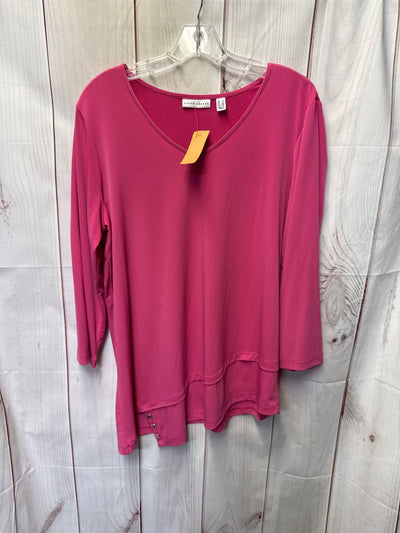 Susan Graver Women's Size L Pink 3/4 Sleeve Top