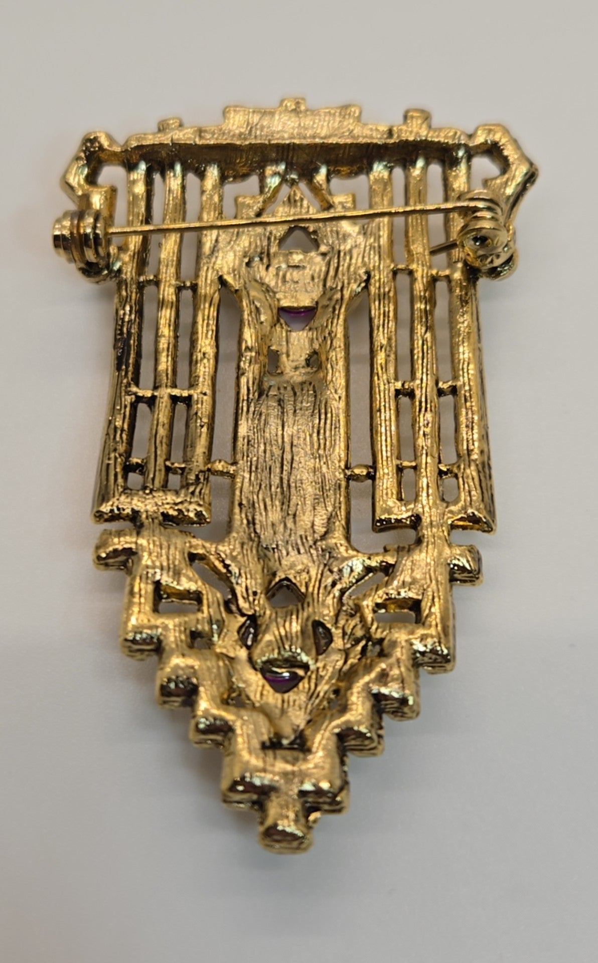 Gold Purple Stones Brooch Pin