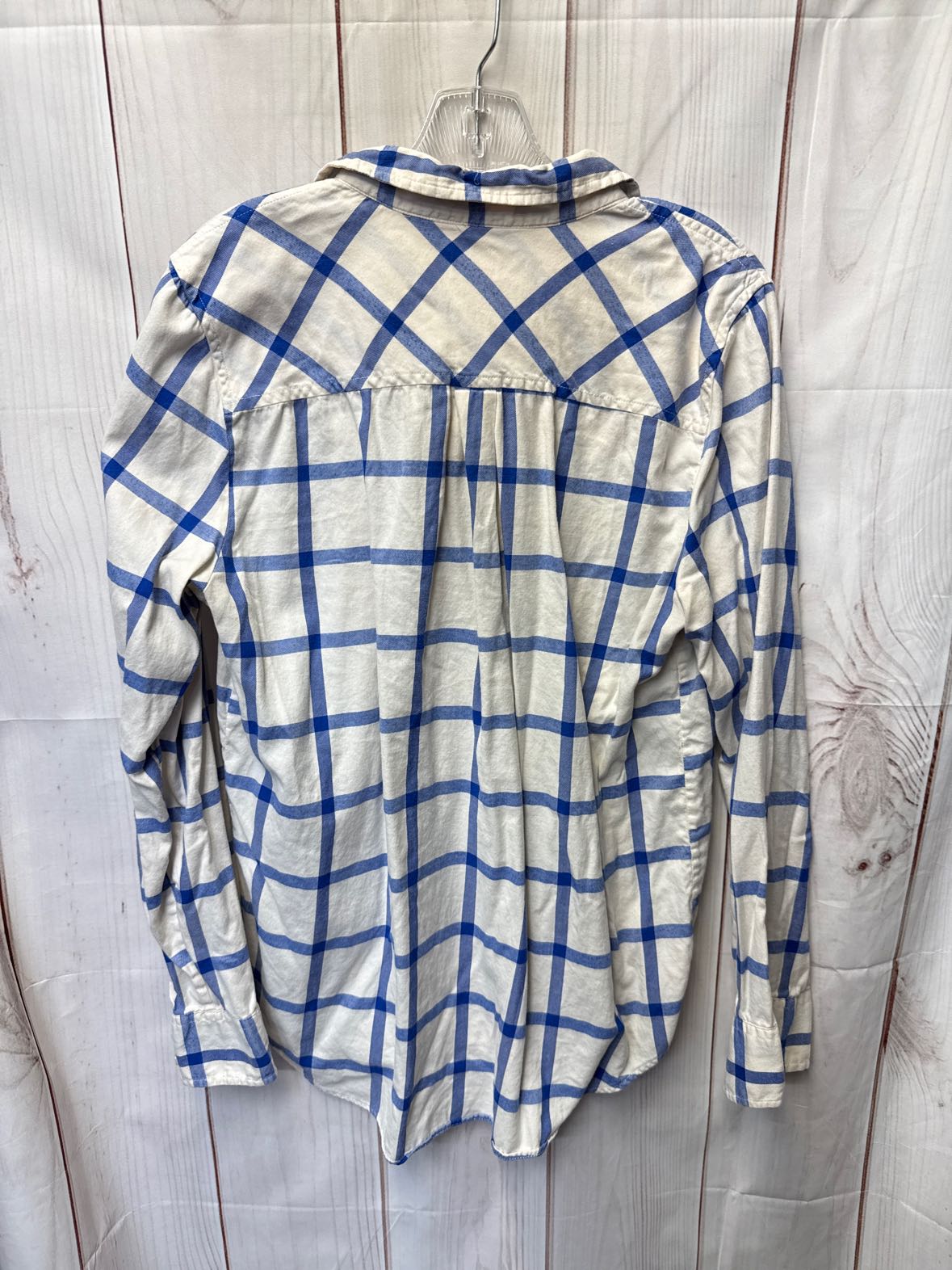 J Crew Women's Size L White & Blue Long Sleeve Top