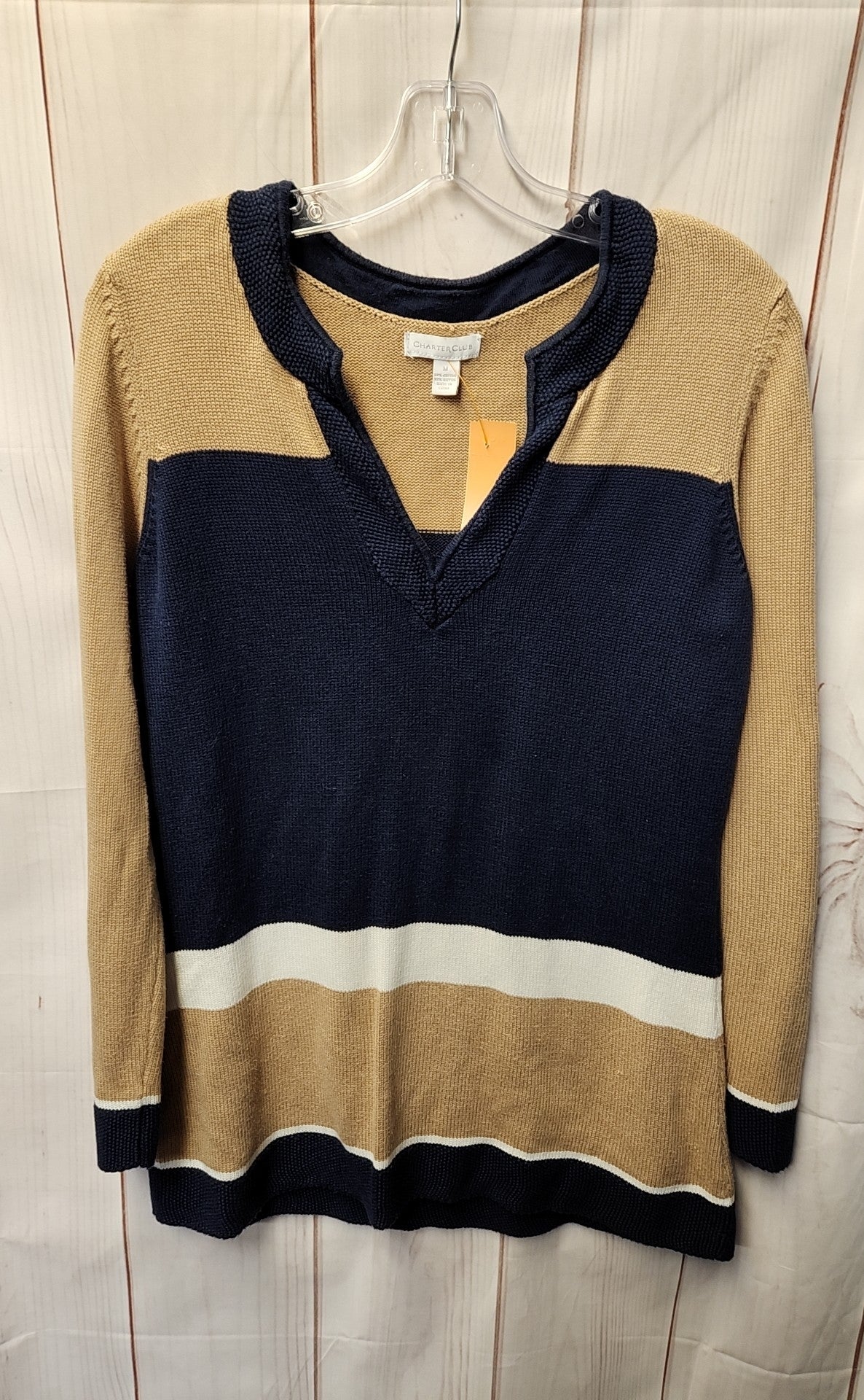 Charter Club Women's Size M Blue & Brown Sweater