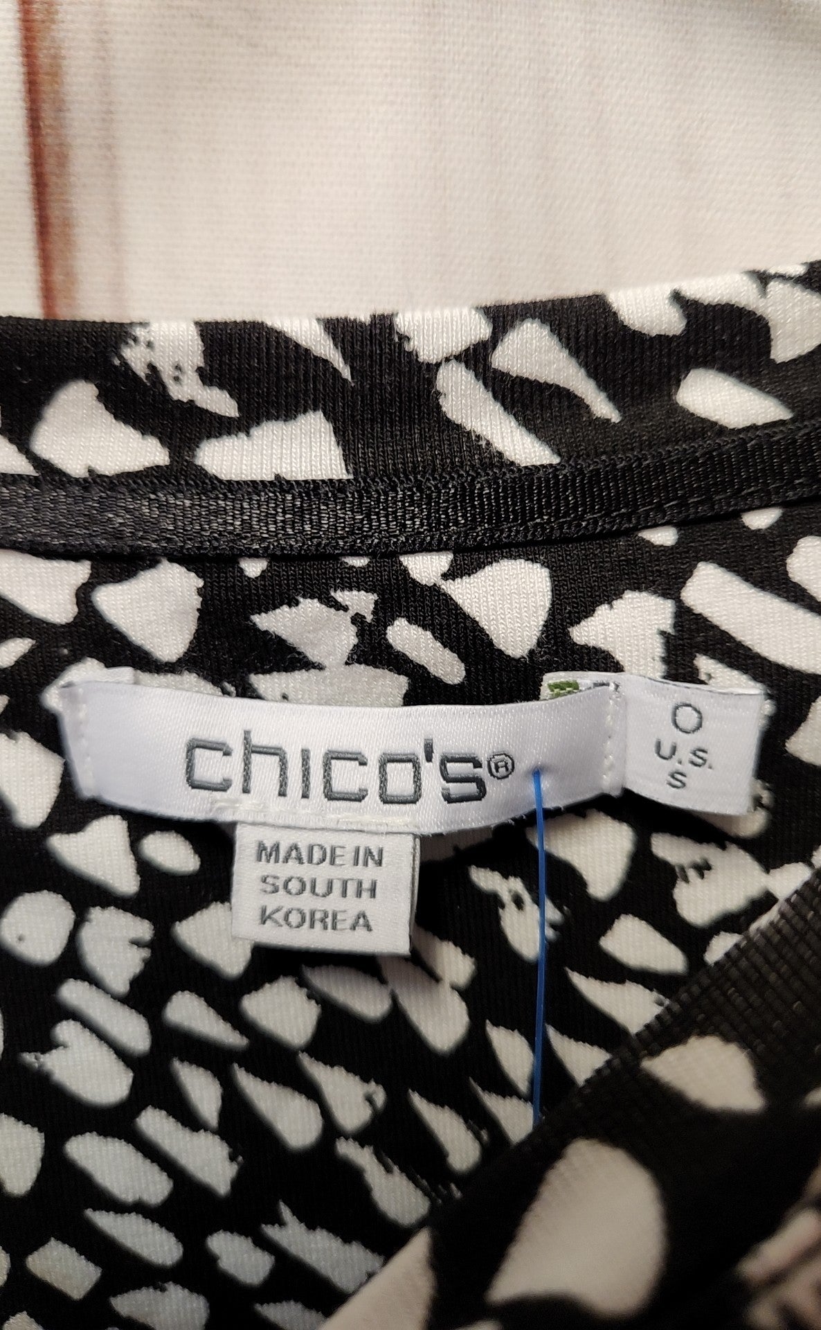 NWT Chico's Women's Size S White & Black Long Sleeve Top