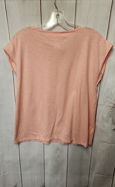 St Johns Bay Women's Size M Petite Peach Short Sleeve Top