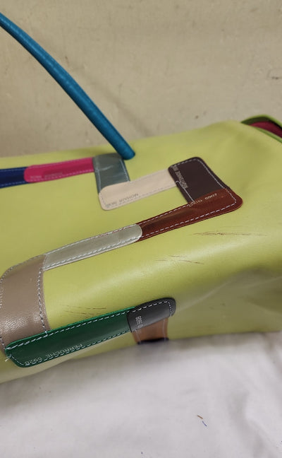 VTG Caroline Hearty Green Leather Purse Bag AS IS - marks